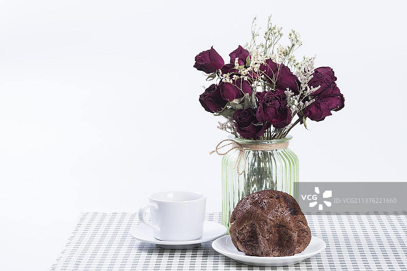 面包与咖啡特写图片素材