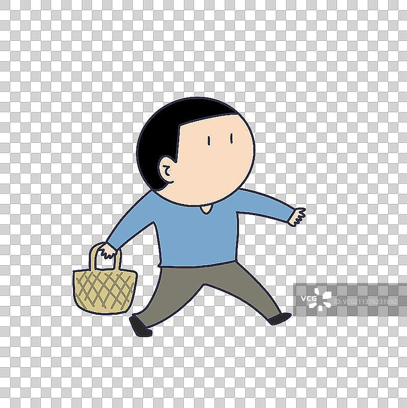 元素：拿着菜篮的人物图片素材