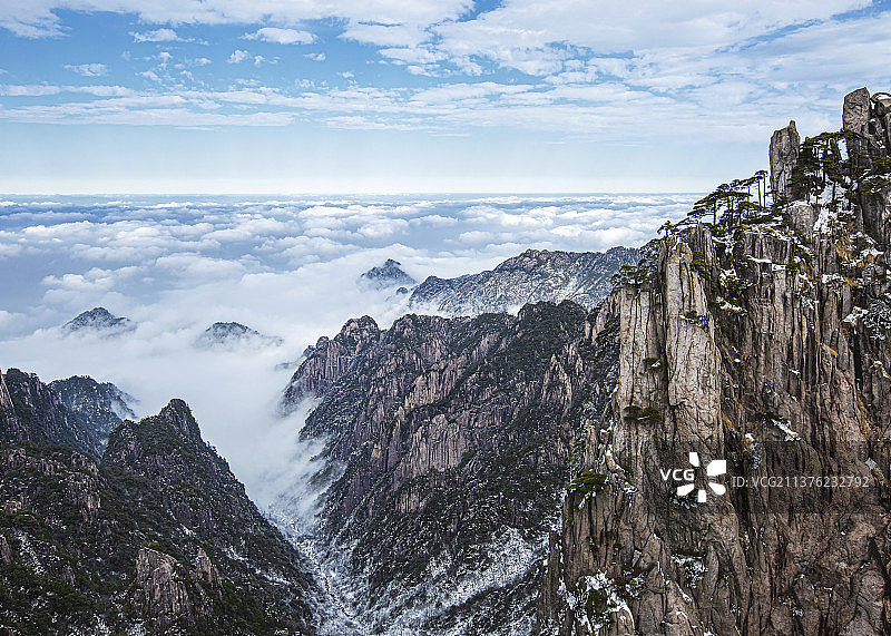 雪后黄山-始信峰云海图片素材