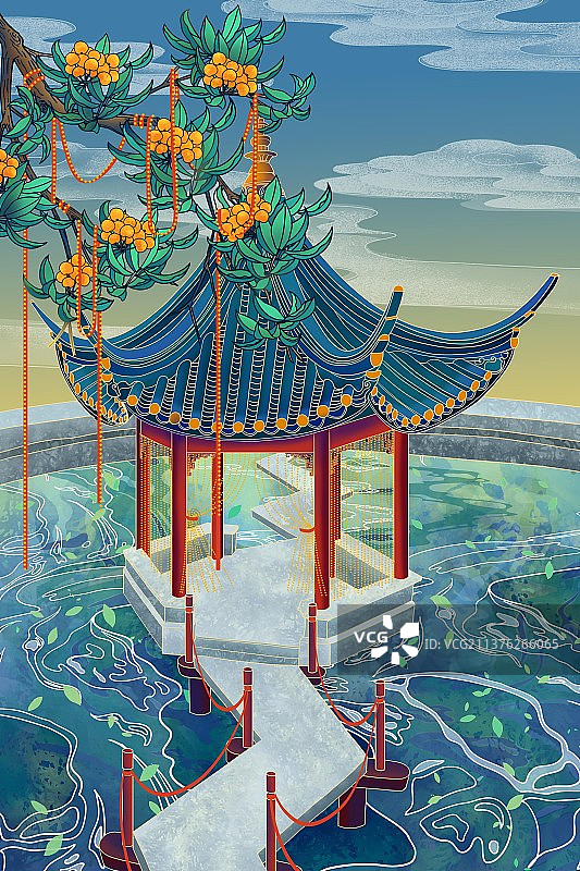 古建筑二十四节气小暑苏州园林图片素材