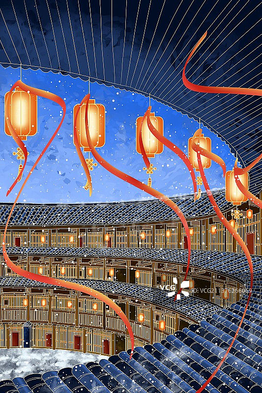 古建筑二十四节气小雪福建土楼图片素材