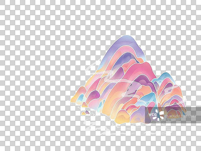 一座山脉山川国风插画元素图片素材