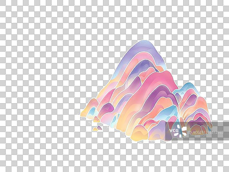 一座山峰国风插画元素图片素材