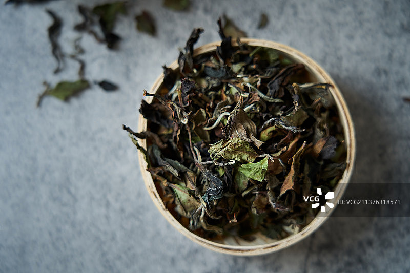 白茶散叶特写图片素材