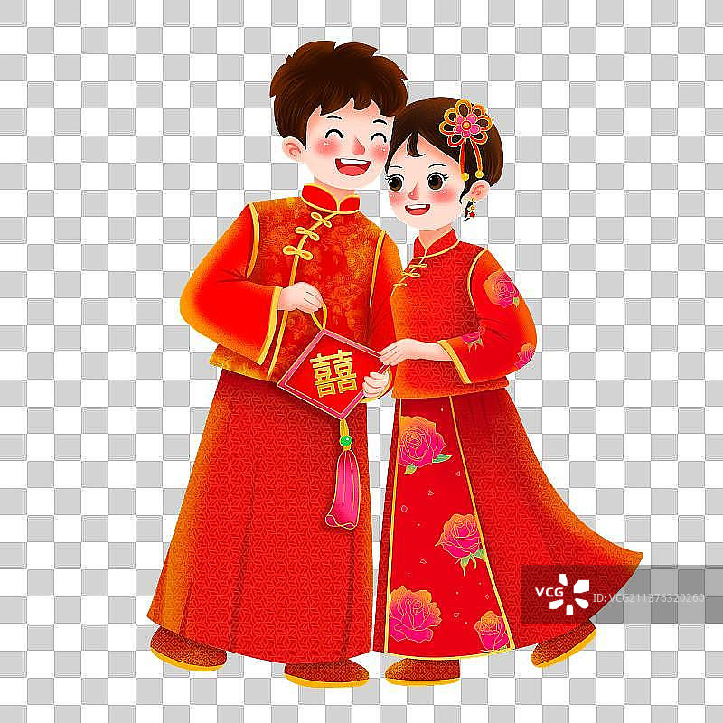 中式婚姻结婚的情侣元素图片素材