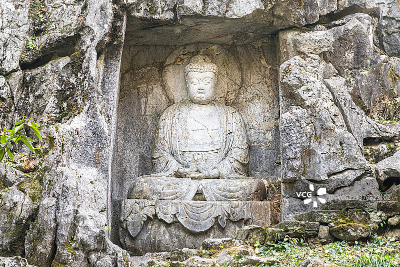 杭州飞来峰造像图片素材
