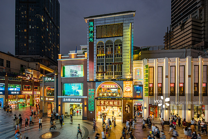 广州北京路商业步行街繁华街景图片素材