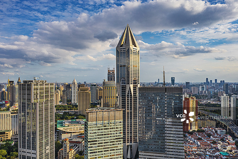 航拍浦西上海商务写字楼景风光图片素材