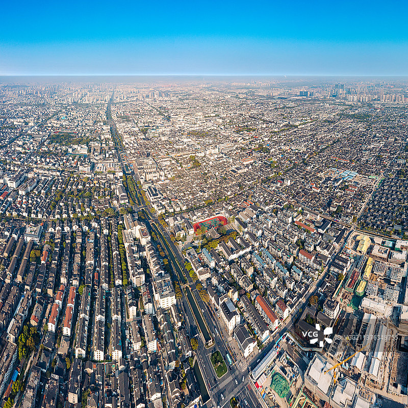 苏州市城区干将路沿线鸟瞰全景图片素材