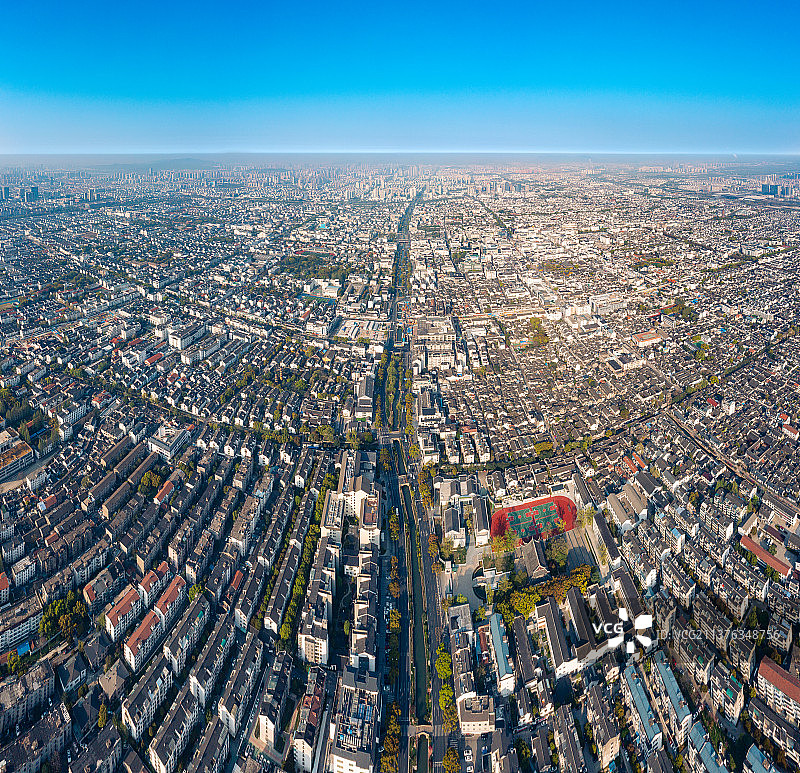 苏州市城区干将路沿线鸟瞰全景图片素材