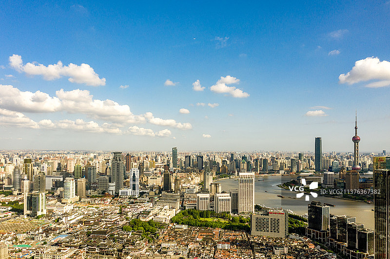 航拍上海浦西城市风光图片素材