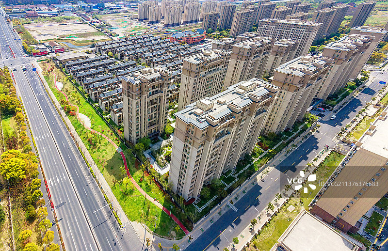 中国上海市宝山区顾村镇央玺航拍风光图片素材