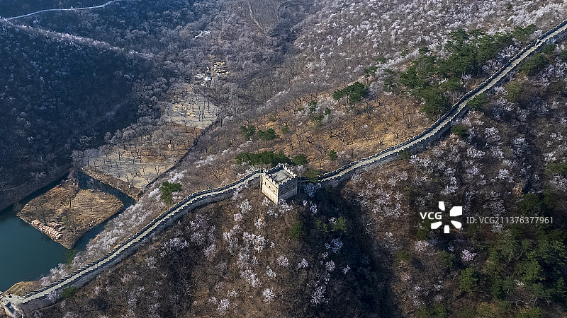 航拍春满黄花城水长城图片素材