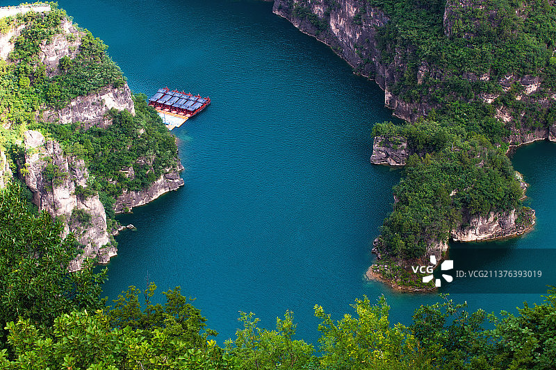 中国河南焦作修武县峰林峡景区夏季风光高视角拍摄图片素材