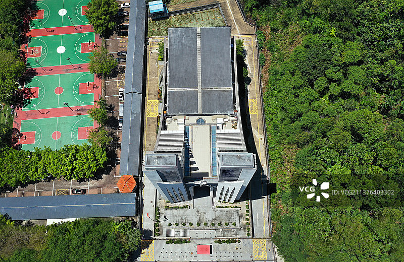 广东省深圳市龙岗区石芽岭公园基督教布吉教堂航拍图片素材