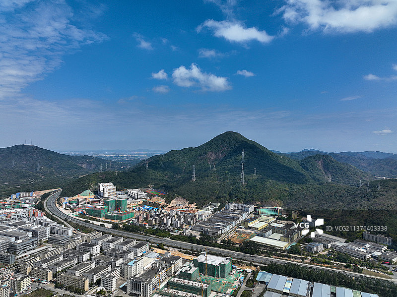 广东省惠州市惠阳区三和经济开发区三和广场航拍图片素材