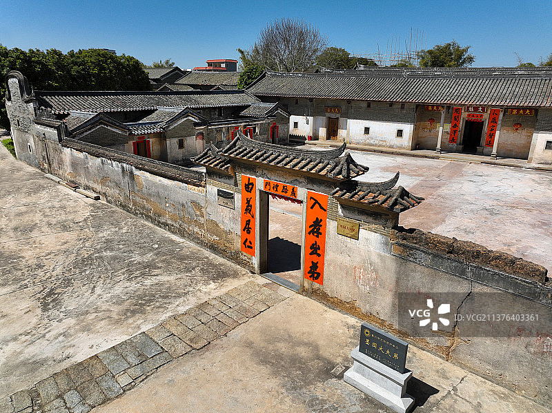 广东省惠州市惠城区横沥镇墨园村大夫第航拍图片素材