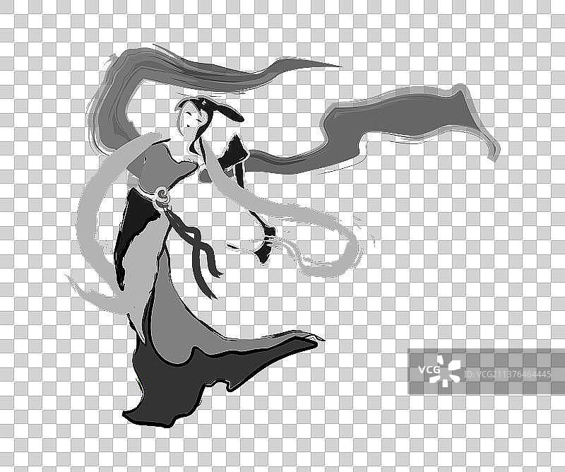 中国水墨美女长袖善舞犹如仙女下凡来图片素材