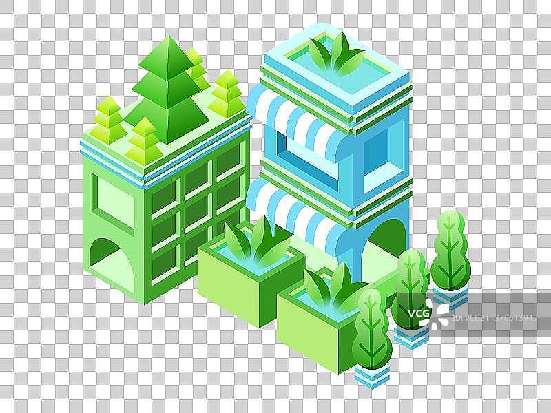 2.5D建筑绿色城市绿色生活图片素材