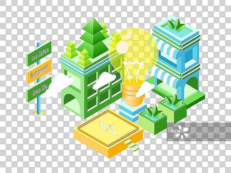 绿色能源绿色经济环保2.5D元素图片素材