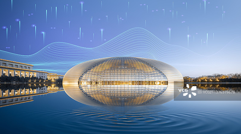 北京国贸大剧院倒影科技未来感图图片素材