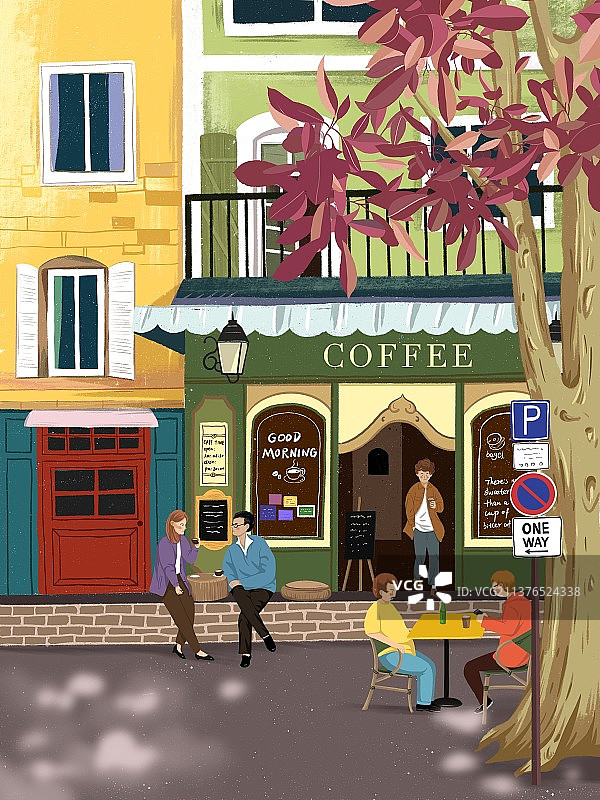 街头咖啡馆图片素材