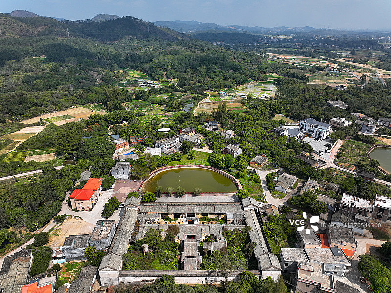 广东省惠州市惠阳区沙田镇肖屋村光禄世居航拍图片素材