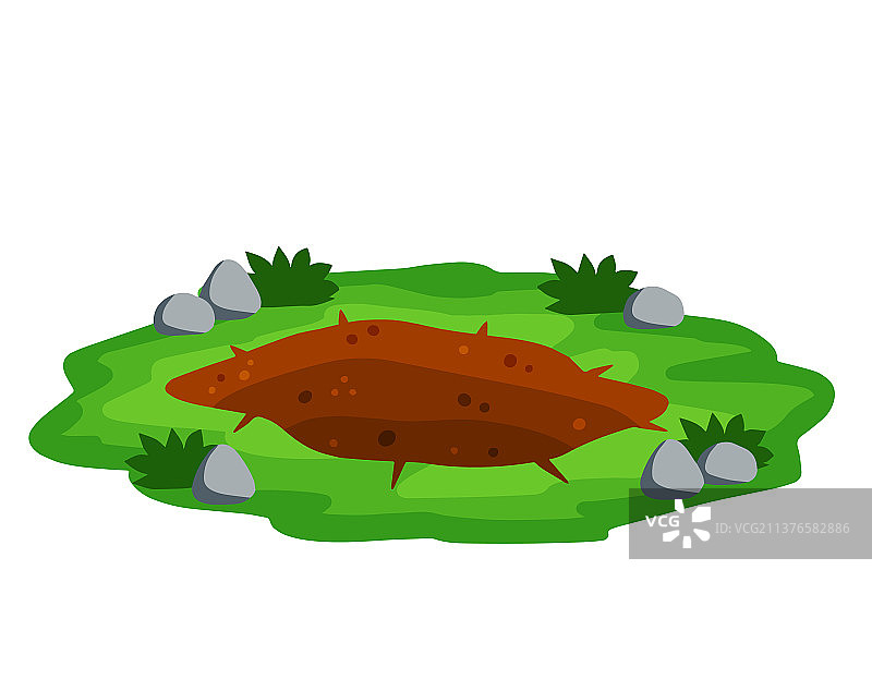 地面上的大坑和绿色土壤图片素材