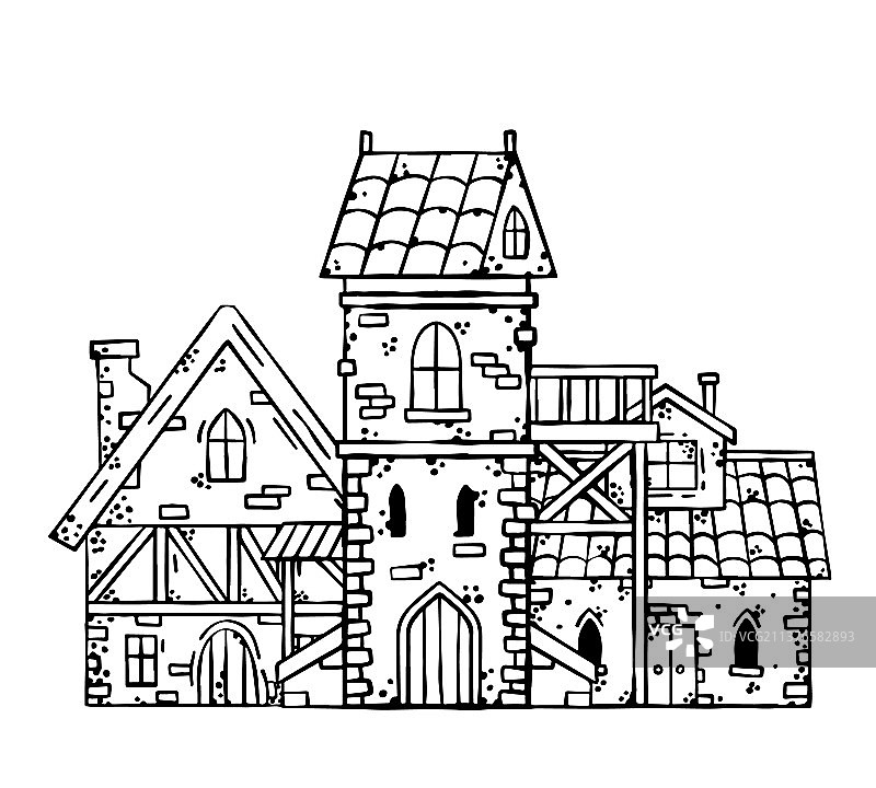 带大门的中古世纪古堡图片素材