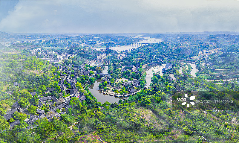 航拍五凤溪古镇图片素材