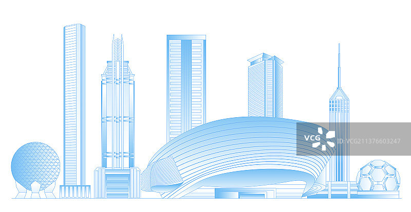 大连城市地标建筑群矢量插画图片素材