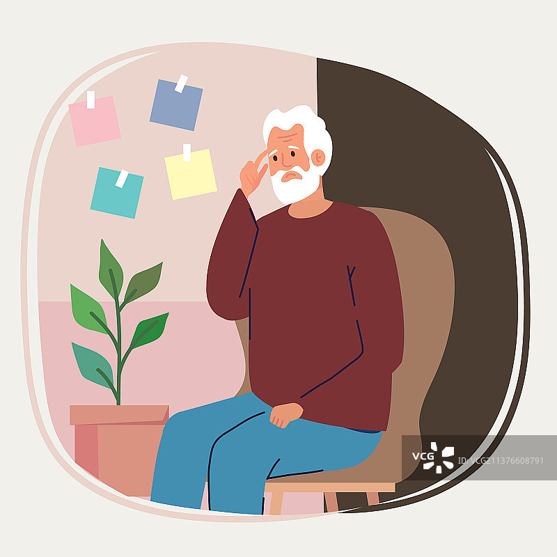 患有阿尔茨海默症的祖父图片素材