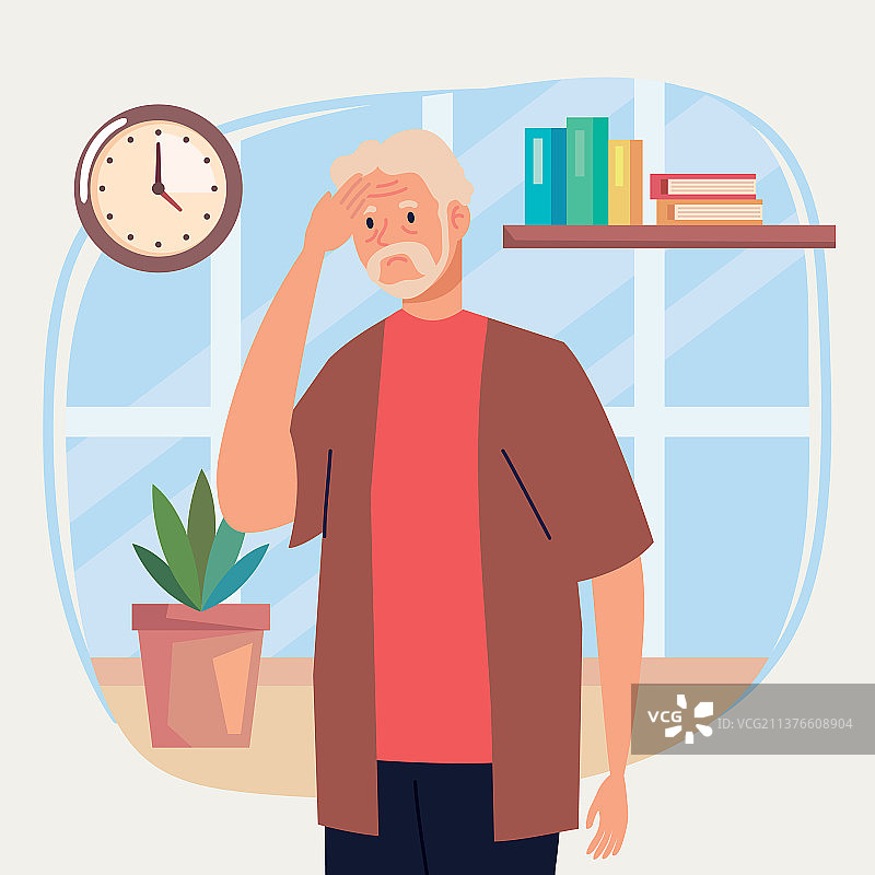 患有阿尔茨海默症的老年男人场景图片素材