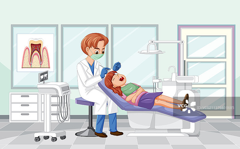 男牙医在诊所检查病人牙齿图片素材