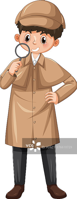身穿棕色外套和帽子男侦探图片素材