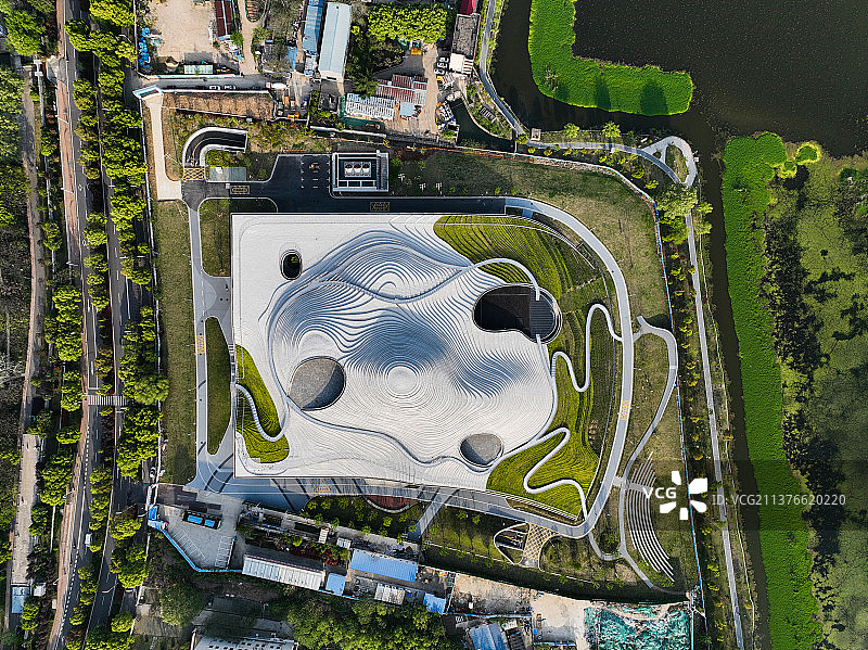 湖北武汉汉阳琴台美术馆航拍全景图片素材