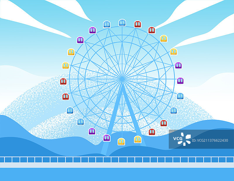 城市风景直辖市天津之眼摩天轮插画图片素材