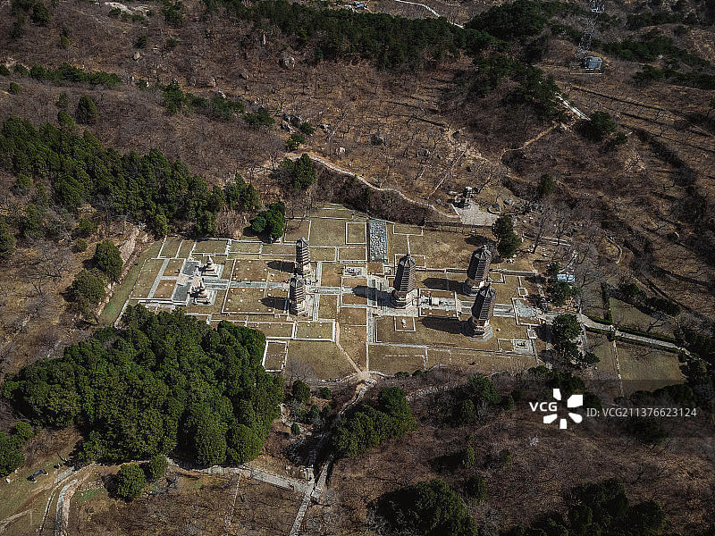 北京昌平银山塔林景区航拍图片素材