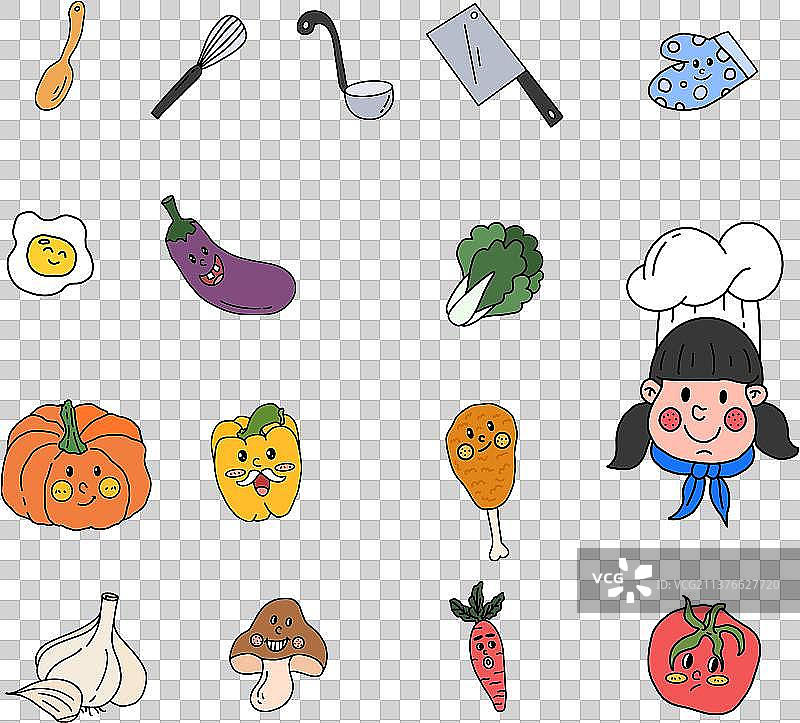 厨房食材元素-描边插画.png图片素材