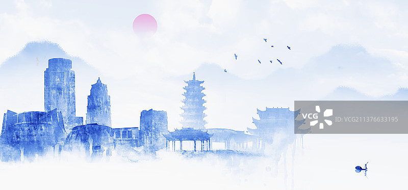 梅州建筑插画图片素材