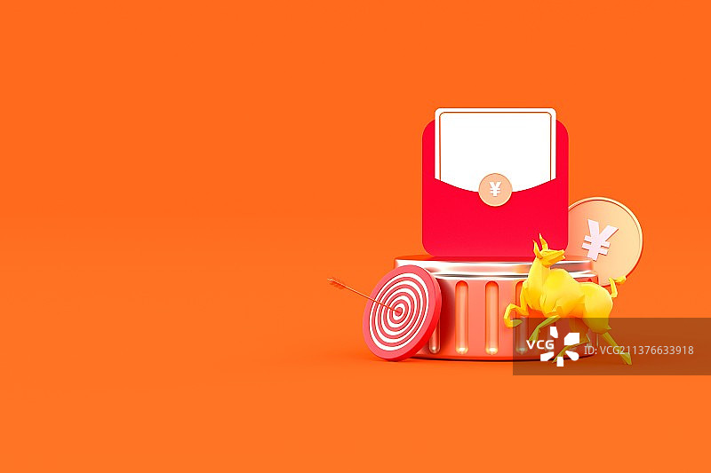 3D渲染金融证券红包礼券插画图片素材