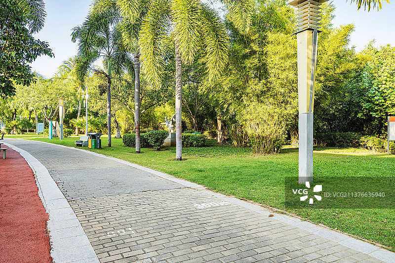 海南省三亚市吉阳区三亚红树林公园/城市乐园人行绿道图片素材