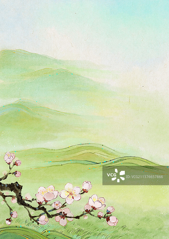 春天的田野插画图片素材