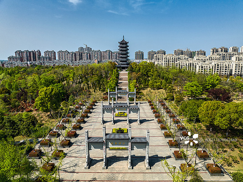 芜湖市湾沚区东湖公园航拍图片素材