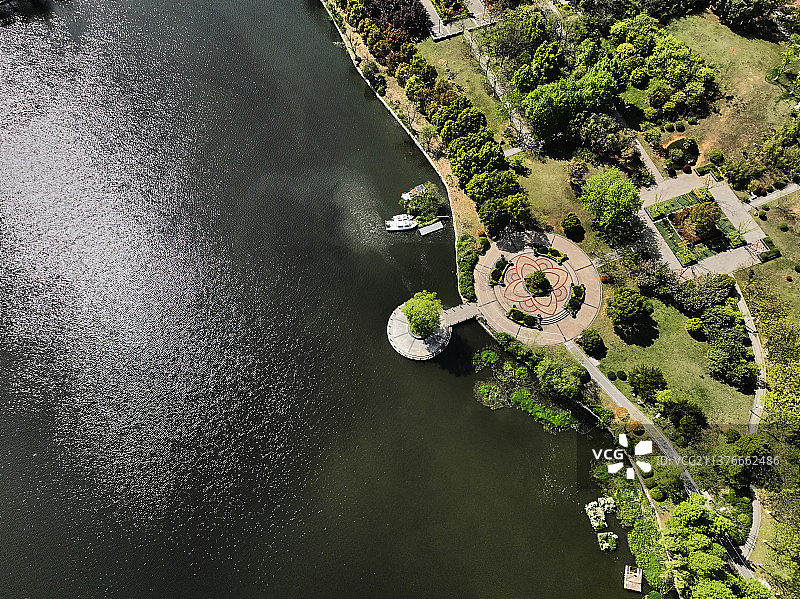 芜湖市湾沚区东湖公园航拍图片素材