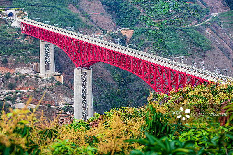 云南省玉溪市元江县中老铁路元江特大桥图片素材