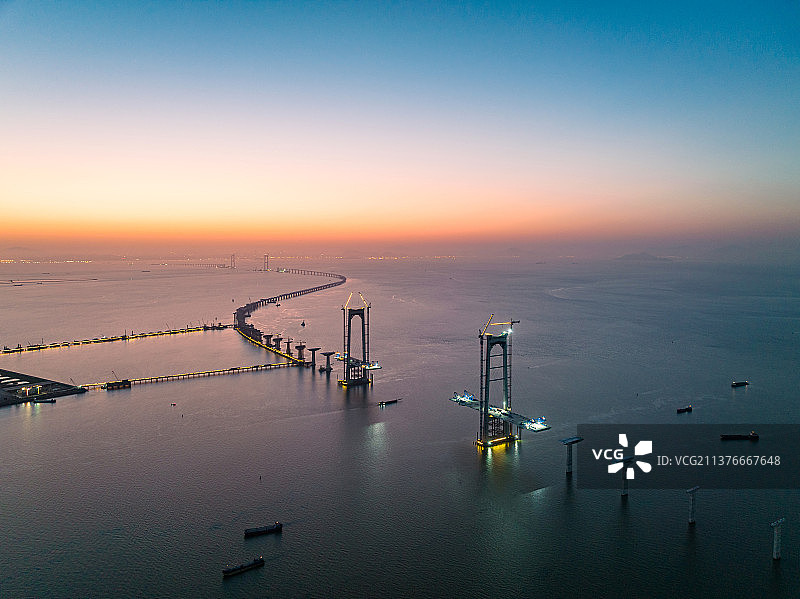 深圳中山跨海大桥建设中的深中通道2022图片素材