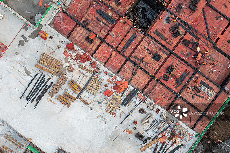 航拍凌乱的建筑工地图片素材