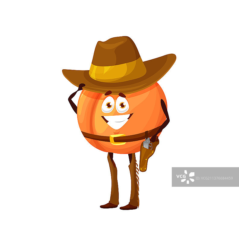 卡通桃子牛仔角色西部荒野图片素材