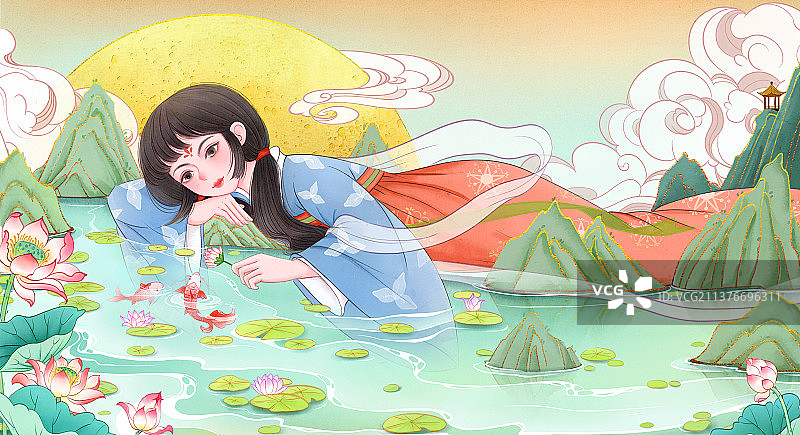 夏天唯美插画图片素材